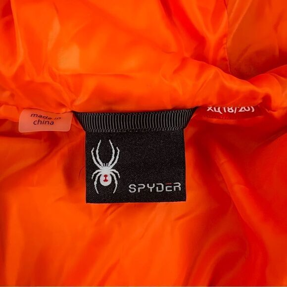 Spyder Frontier Hooded Puffer Jacket, Youth XL Blue/Orange - Picture 10 of 11